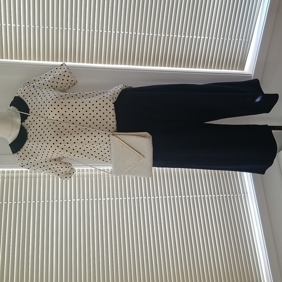 Merona Blue and White Polka Dots Peter Pan Collar Short Sleeves Top - Picture 6 of 6